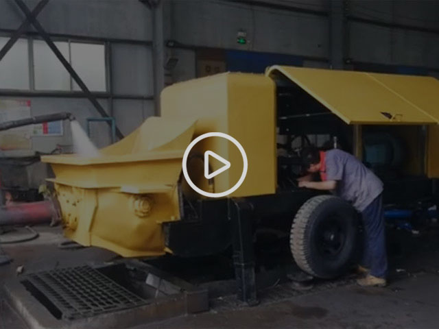 山東力源機(jī)械80混凝土泵出廠前打壓測試，杠杠的